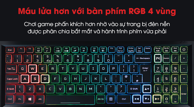 Laptop Acer Nitro 5 AN515 55 58A7 i5 (NH.Q7RSV.002) - Bàn phím gaming RGB