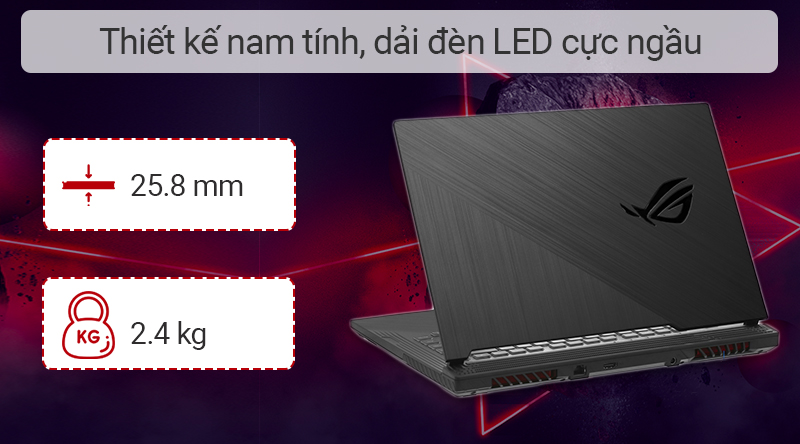 Laptop gaming ASUS ROG G531GD hoàn thiện từ chất liệu nhựa với tông màu đen ấn tượng