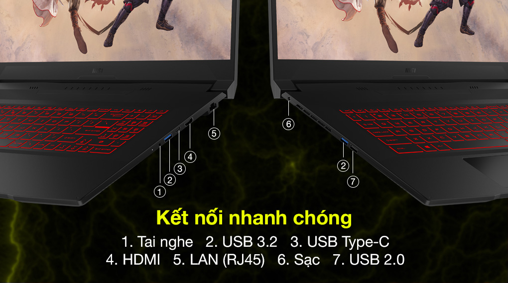 MSI Katana GF76 11UC i7 11800H (441VN) - Cổng kết nối