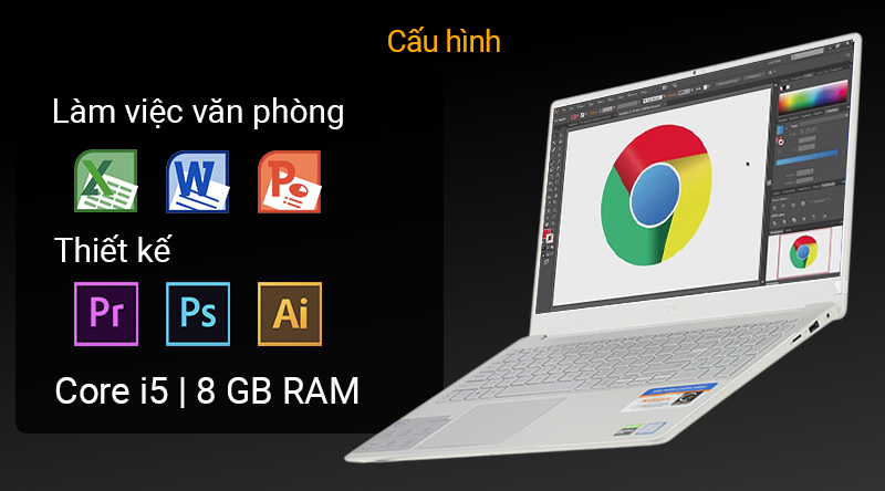 Được trang bị công nghệ CPU Intel Core i5 dòng 9300H, RAM 8 GB 