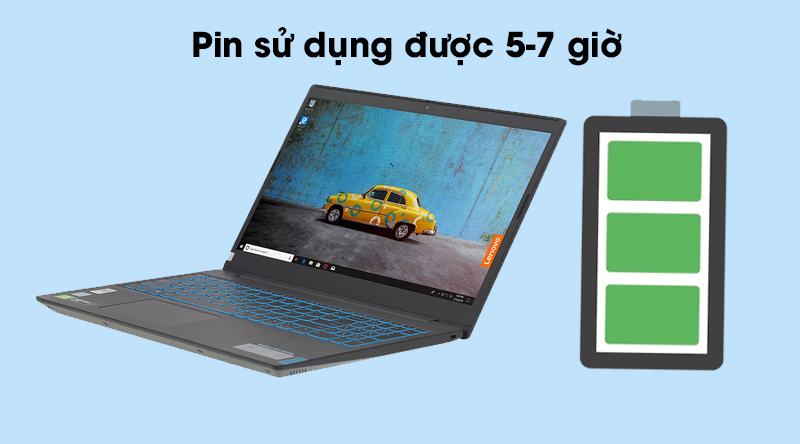 Laptop Lenovo IdeaPad L340 có pin dùng được khoảng 7 giờ