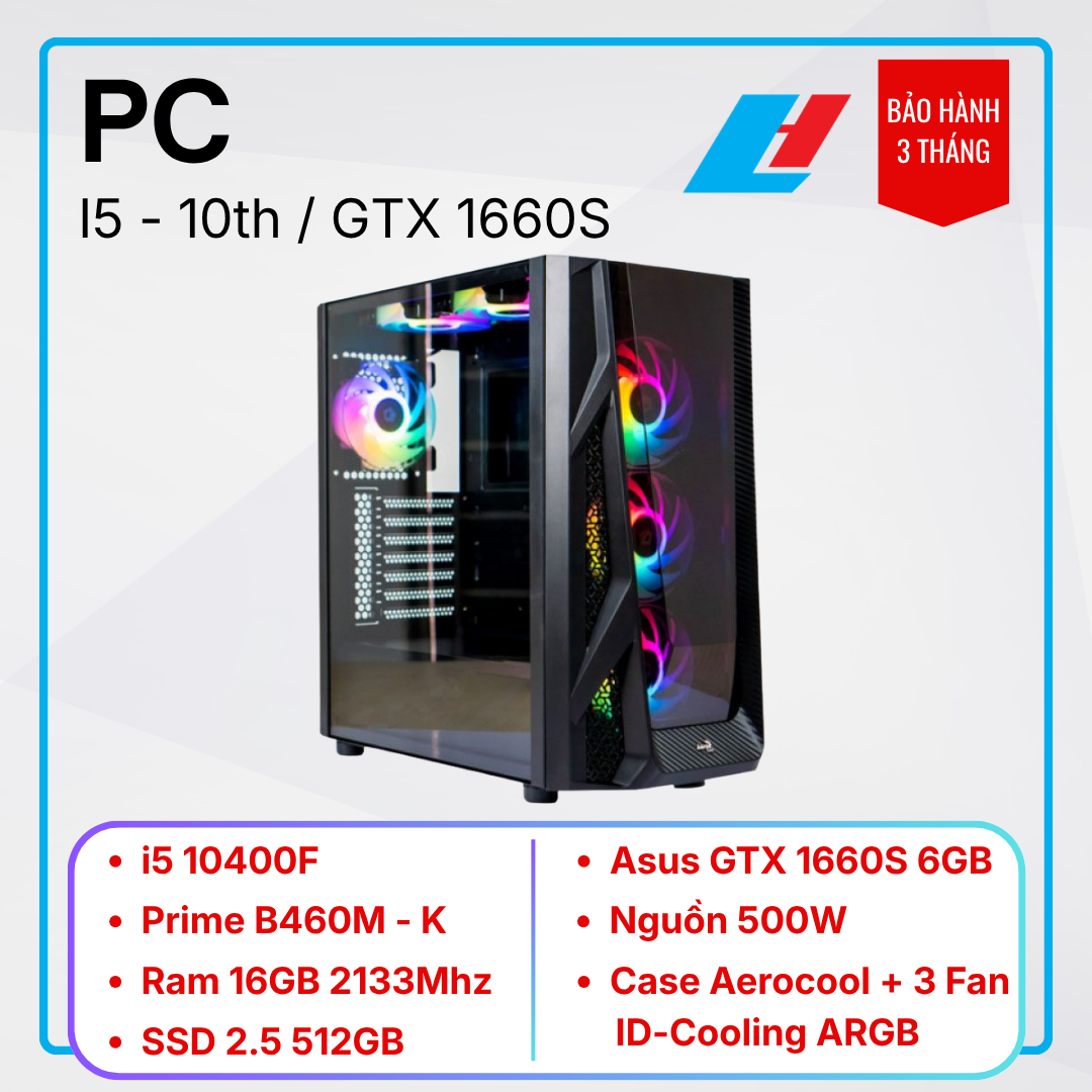 Thùng PC i5 - 10400F / GTX 1660S 6GB